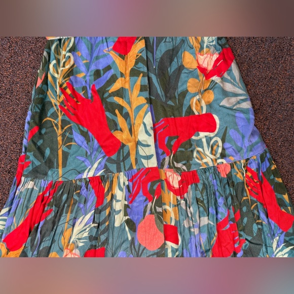 Hutch Rigby Tropical Floral Tie Waist Button Front Maxi Shirt Dress, Size M Boho - Picture 4 of 14